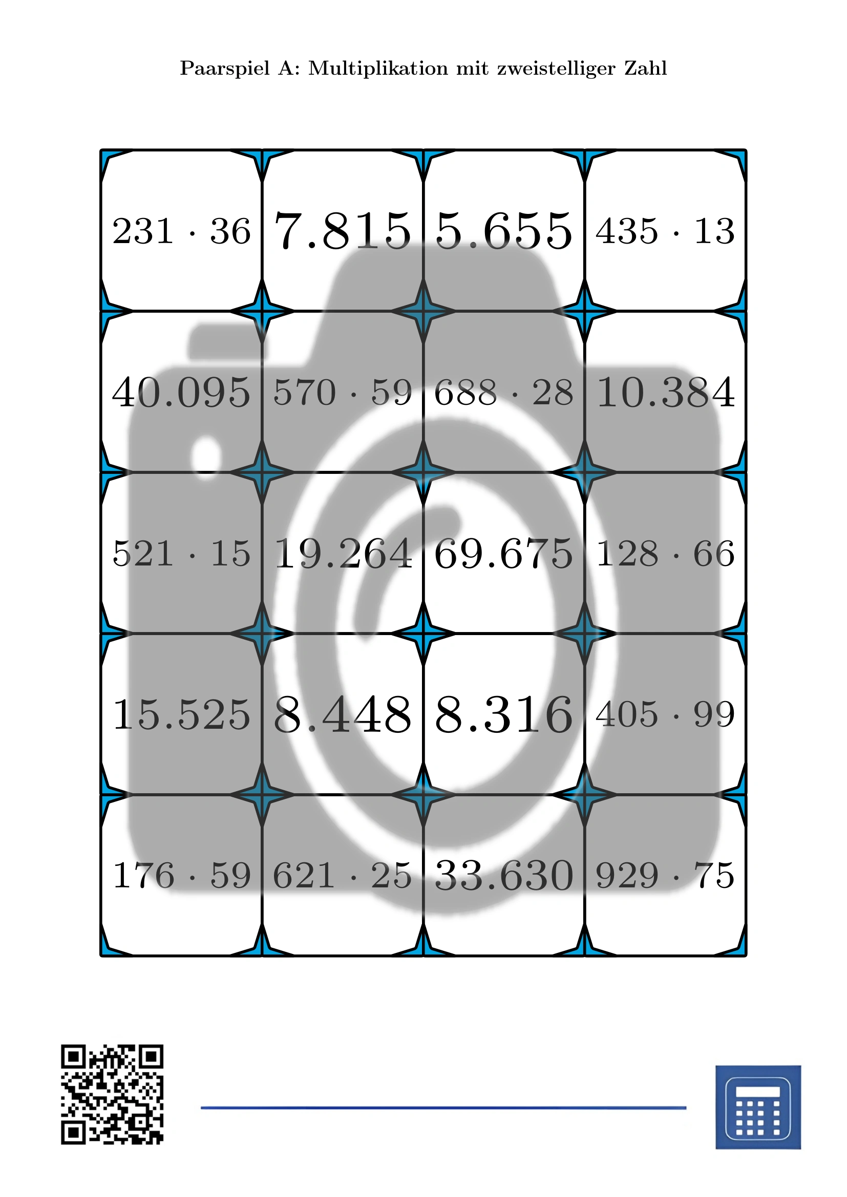 Paarspiel: Multiplikation mit zweistelliger Zahl – Bild 2