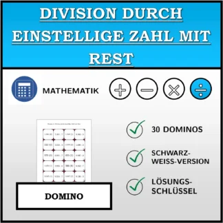 Domino: Division durch einstellige Zahl mit Rest