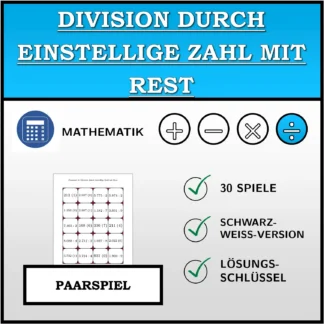 Paarspiel: Division durch einstellige Zahl mit Rest