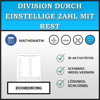 Zuordnungsübung: Division durch einstellige Zahl mit Rest