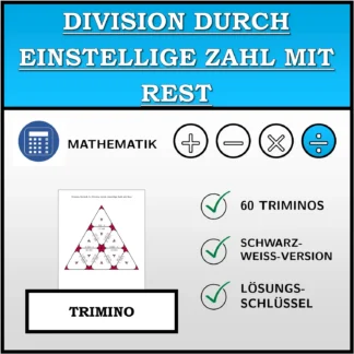 Trimino: Division durch einstellige Zahl mit Rest