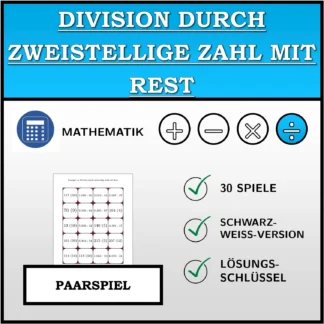 Paarspiel: Division durch zweistellige Zahl mit Rest