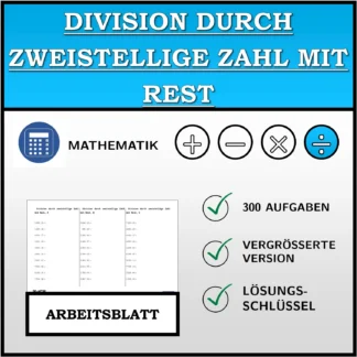Arbeitsblatt: Division durch zweistellige Zahl mit Rest