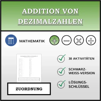 Zuordnungsübung: Addition von Dezimalzahlen