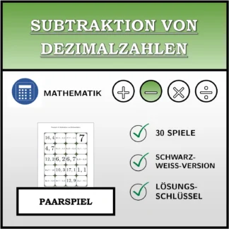Paarspiel: Subtraktion von Dezimalzahlen