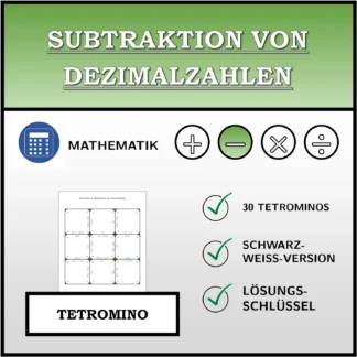 Tetromino: Subtraktion von Dezimalzahlen