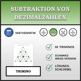 Trimino: Subtraktion von Dezimalzahlen