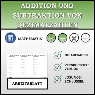 Arbeitsblatt: Addition und Subtraktion von Dezimalzahlen