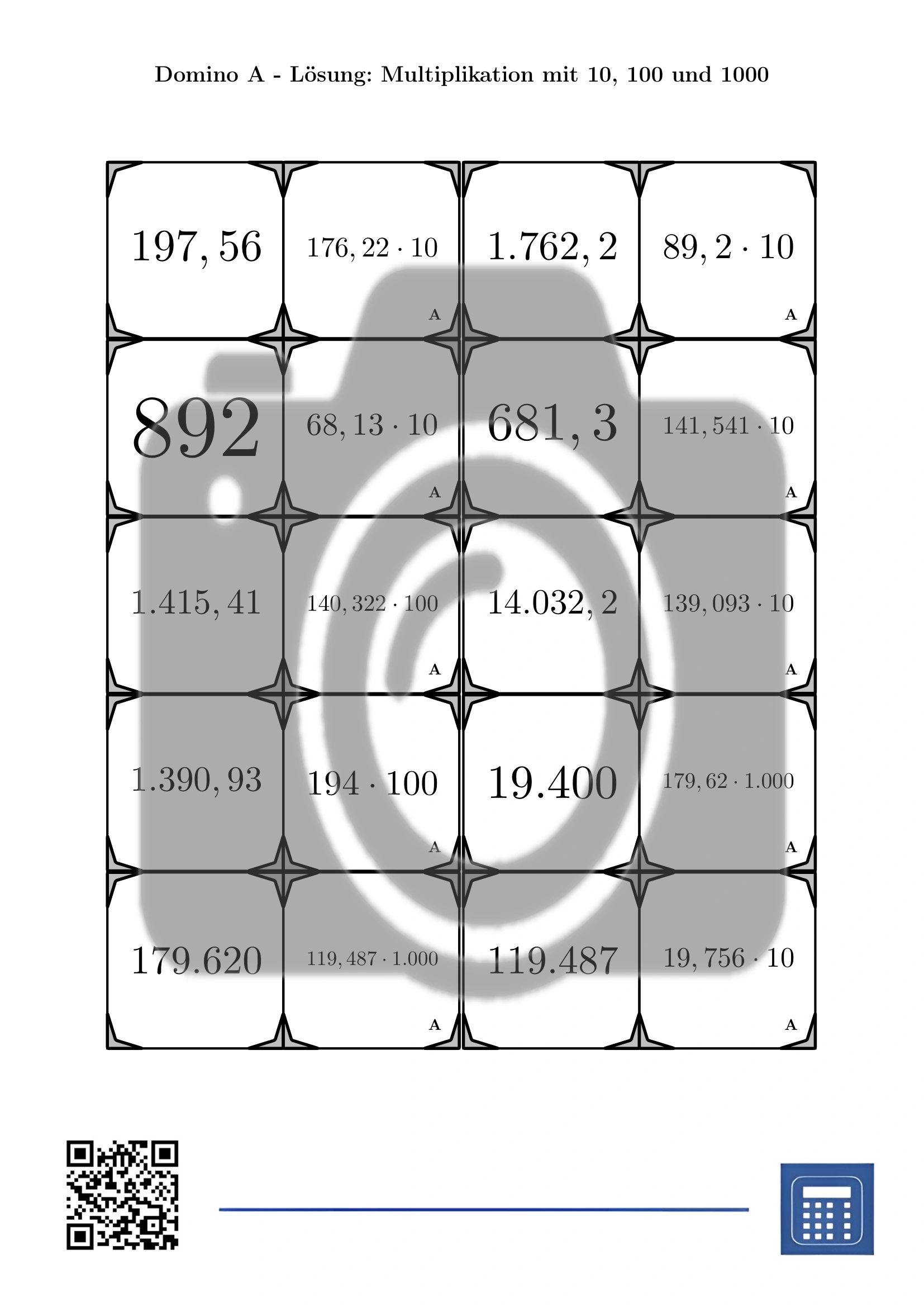 Domino: Multiplikation mit 10, 100 und 1000 – Bild 4