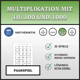 Paarspiel: Multiplikation mit 10, 100 und 1000
