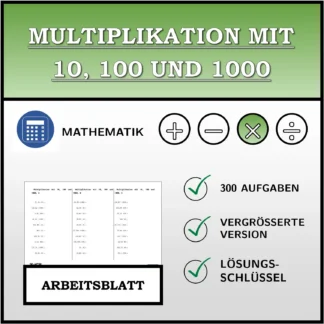 Arbeitsblatt: Multiplikation mit 10, 100 und 1000