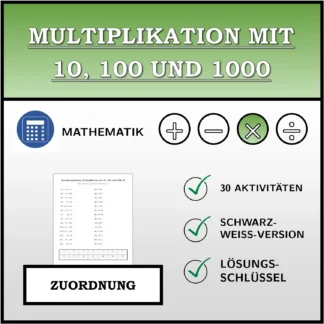 Zuordnungsübung: Multiplikation mit 10, 100 und 1000
