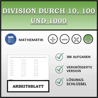 Arbeitsblatt: Division durch 10, 100 und 1000