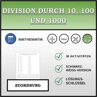 Zuordnungsübung: Division durch 10, 100 und 1000