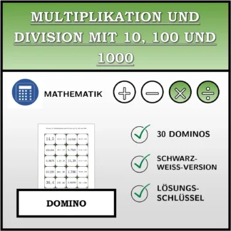 Domino: Multiplikation und Division mit 10, 100 und 1000