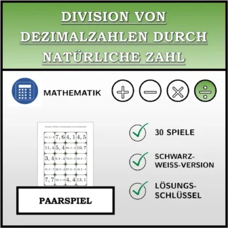 Paarspiel: Division von Dezimalzahlen durch natürliche Zahl