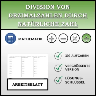 Arbeitsblatt: Division von Dezimalzahlen durch natürliche Zahl