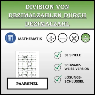 Paarspiel: Division von Dezimalzahlen durch Dezimalzahl