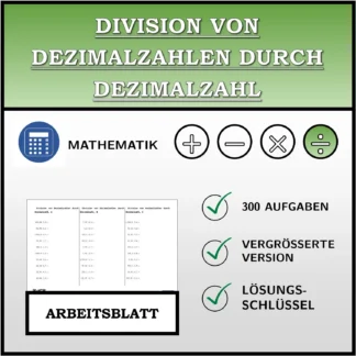 Arbeitsblatt: Division von Dezimalzahlen durch Dezimalzahl