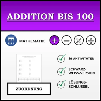 Zuordnungsübung: Addition bis 100