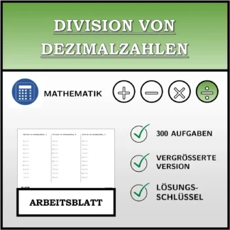 Arbeitsblatt: Division von Dezimalzahlen