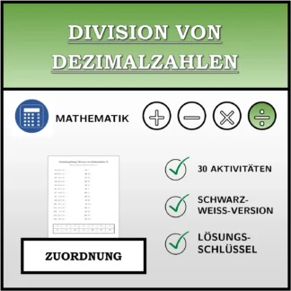 Zuordnungsübung: Division von Dezimalzahlen