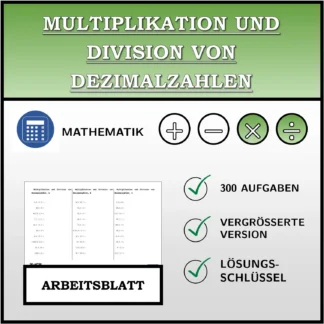 Arbeitsblatt: Multiplikation und Division von Dezimalzahlen