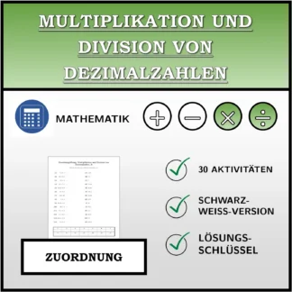 Zuordnungsübung: Multiplikation und Division von Dezimalzahlen