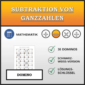 Domino: Subtraktion von Ganzzahlen
