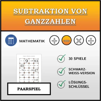 Paarspiel: Subtraktion von Ganzzahlen