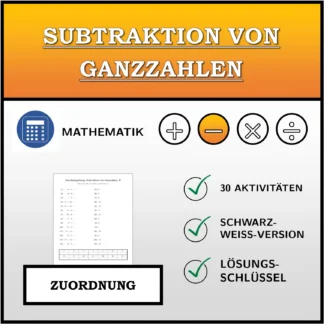 Zuordnungsübung: Subtraktion von Ganzzahlen