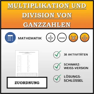 Zuordnungsübung: Multiplikation und Division von Ganzzahlen