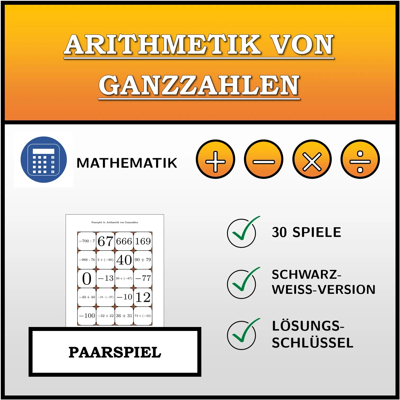 Paarspiel: Arithmetik von Ganzzahlen