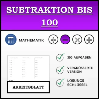 Arbeitsblatt: Subtraktion bis 100
