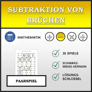 Paarspiel: Subtraktion von Brüchen