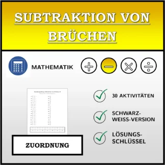 Zuordnungsübung: Subtraktion von Brüchen