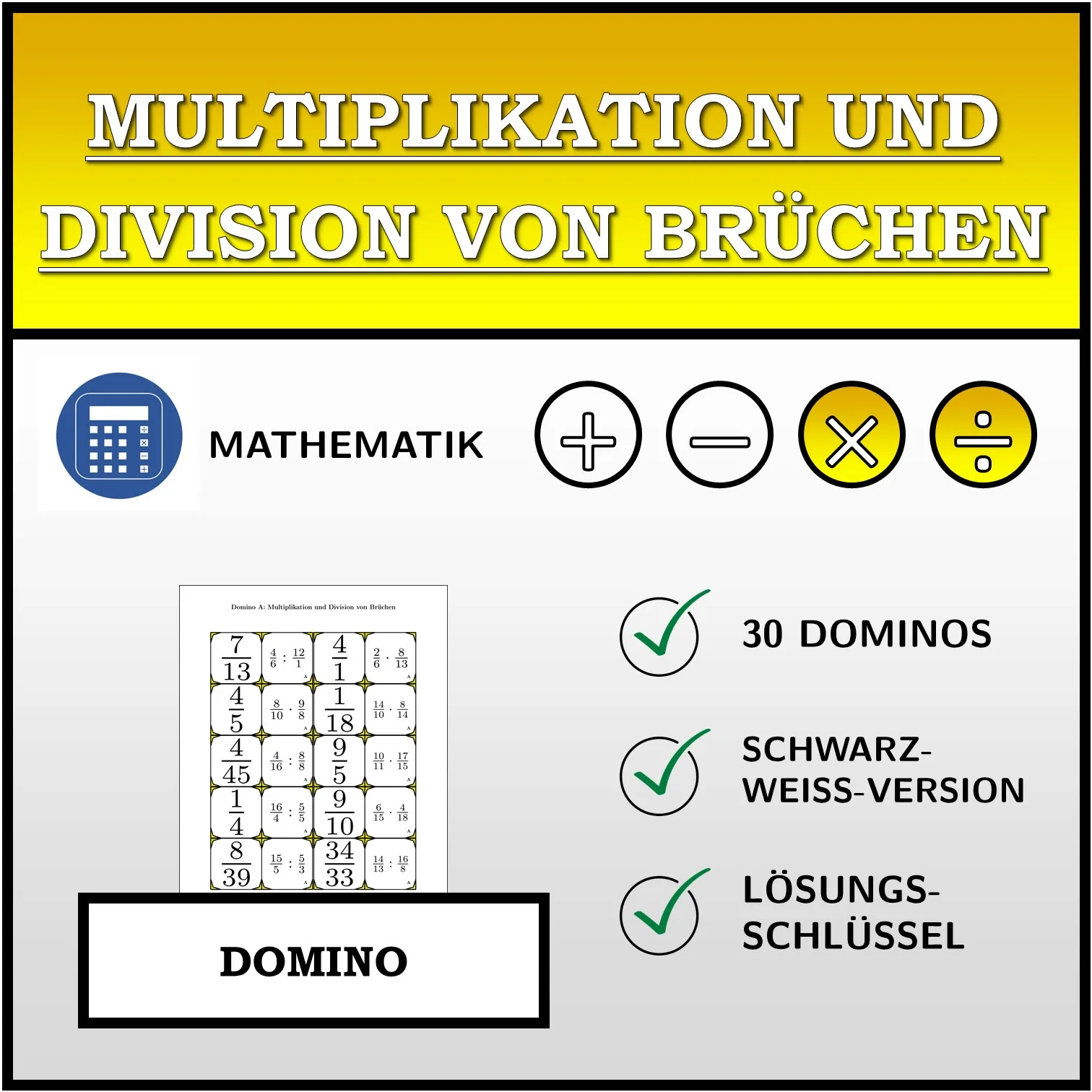 Domino: Multiplikation und Division von Brüchen