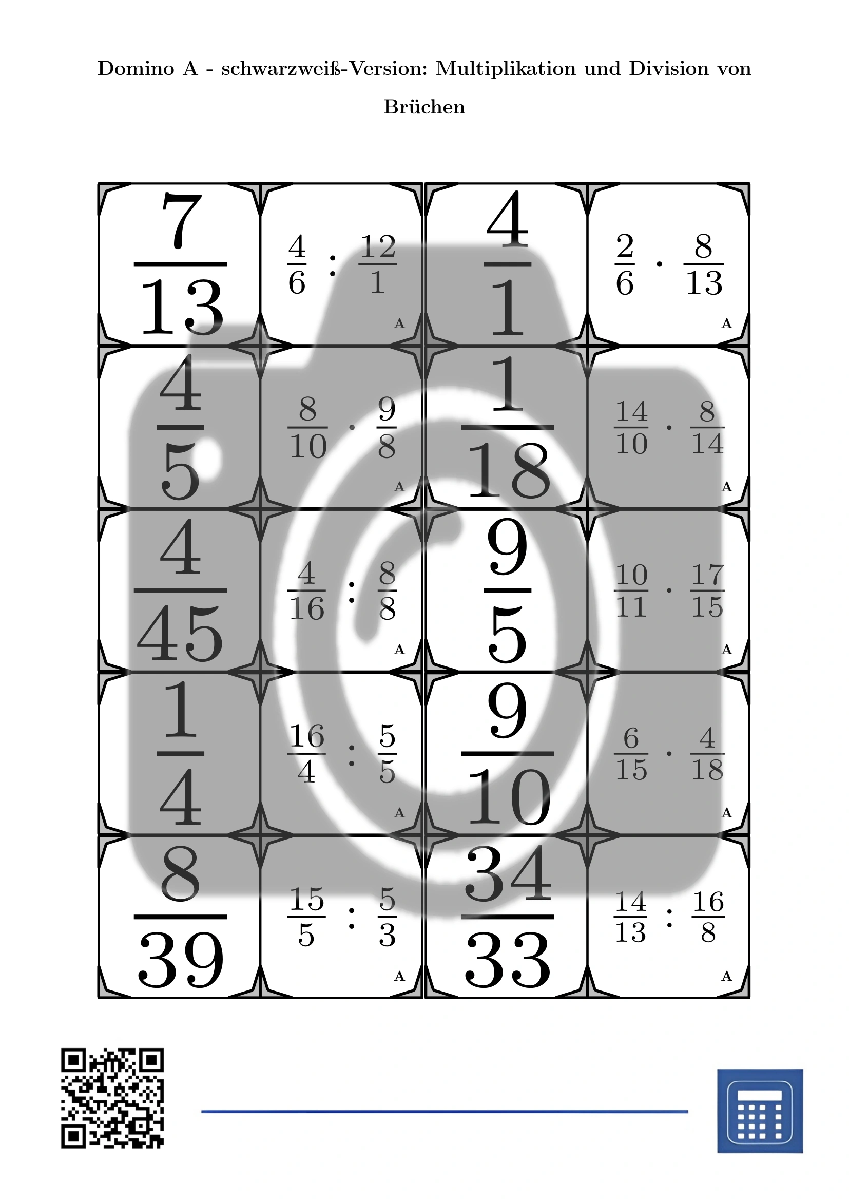 Domino: Multiplikation und Division von Brüchen – Bild 3