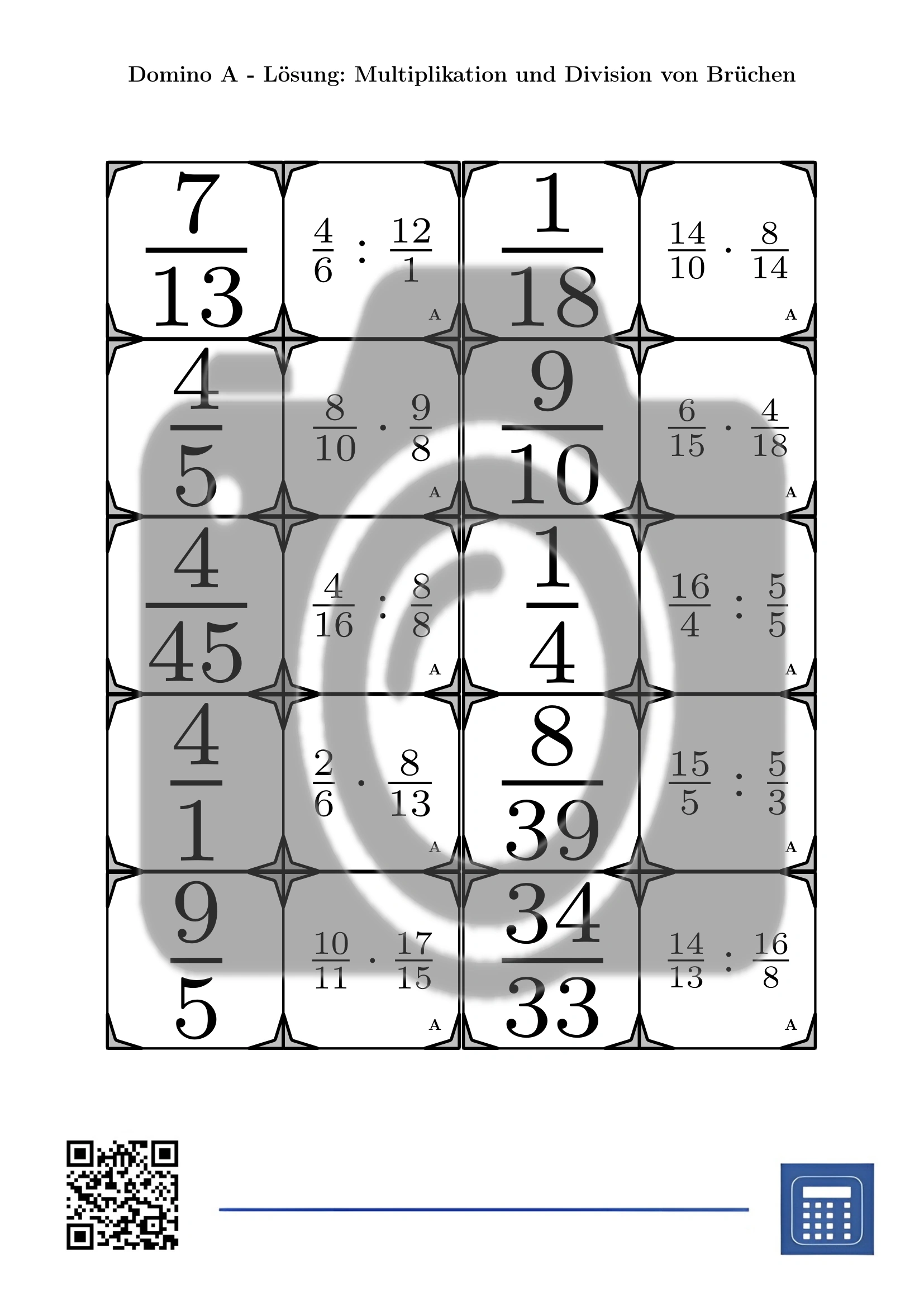 Domino: Multiplikation und Division von Brüchen – Bild 4