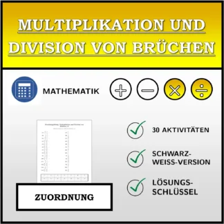 Zuordnungsübung: Multiplikation und Division von Brüchen