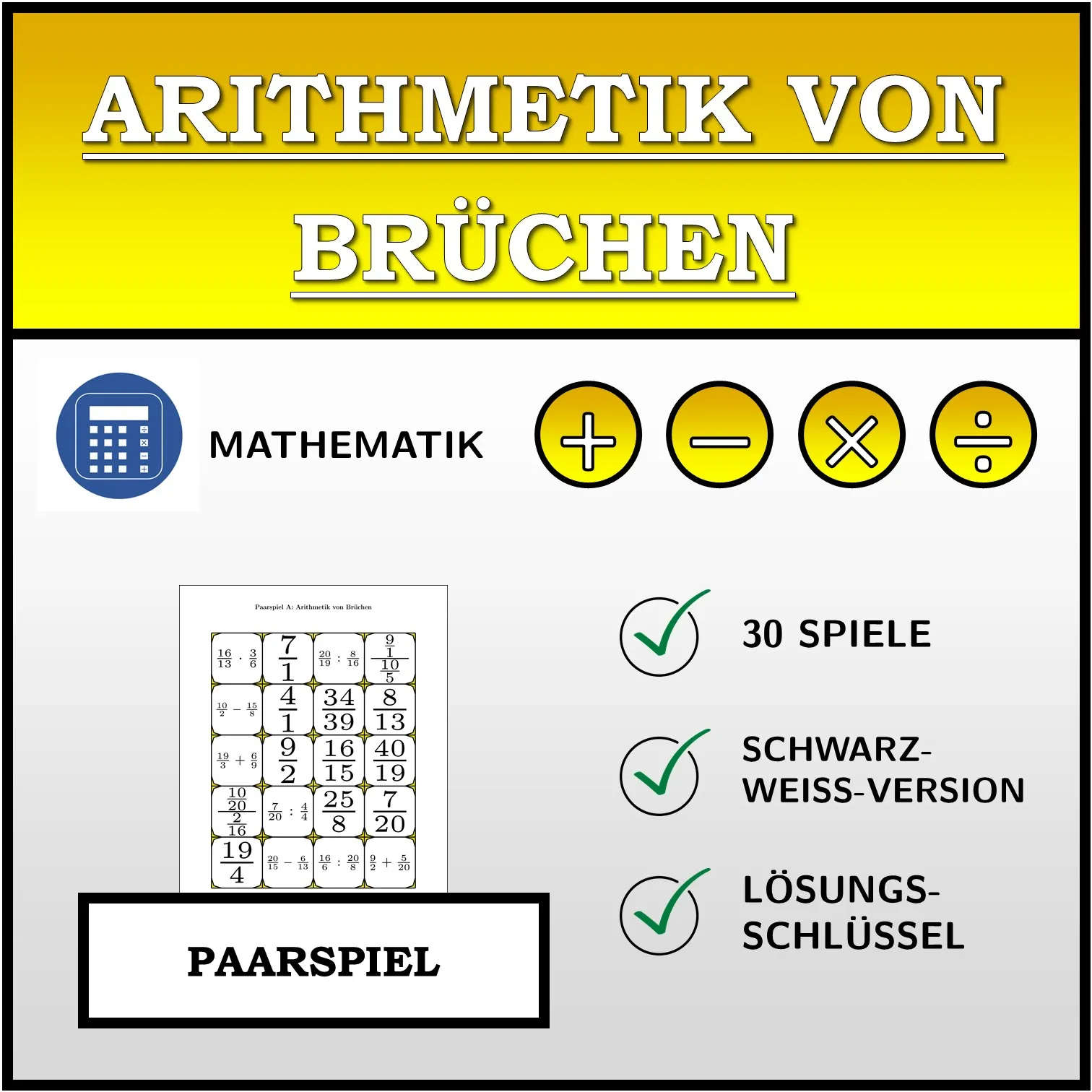 Paarspiel: Arithmetik von Brüchen