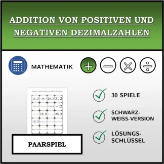 Paarspiel: Addition von positiven und negativen Dezimalzahlen