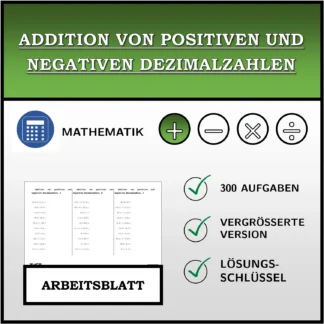 Arbeitsblatt: Addition von positiven und negativen Dezimalzahlen