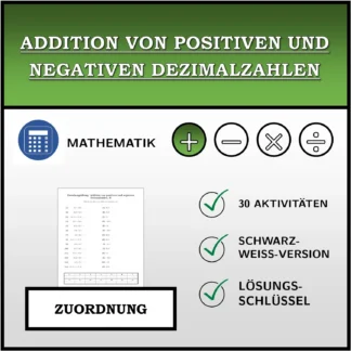 Zuordnungsübung: Addition von positiven und negativen Dezimalzahlen