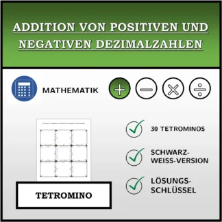 Tetromino: Addition von positiven und negativen Dezimalzahlen
