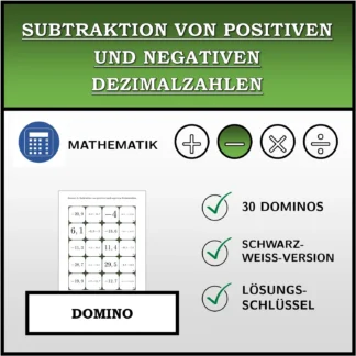 Domino: Subtraktion von positiven und negativen Dezimalzahlen