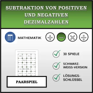 Paarspiel: Subtraktion von positiven und negativen Dezimalzahlen