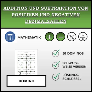 Domino: Addition und Subtraktion von positiven und negativen Dezimalzahlen