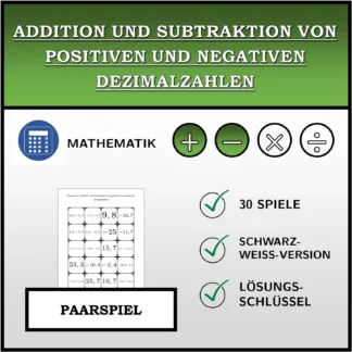Paarspiel: Addition und Subtraktion von positiven und negativen Dezimalzahlen