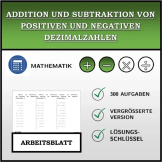 Arbeitsblatt: Addition und Subtraktion von positiven und negativen Dezimalzahlen
